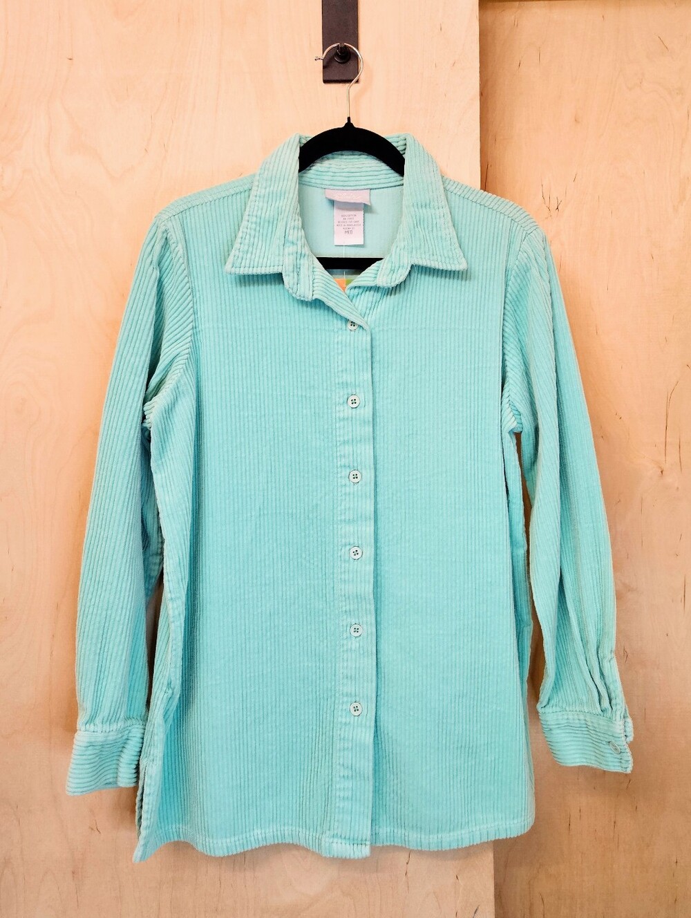 Y2K Mint Color Corduroy Button Down Shirt